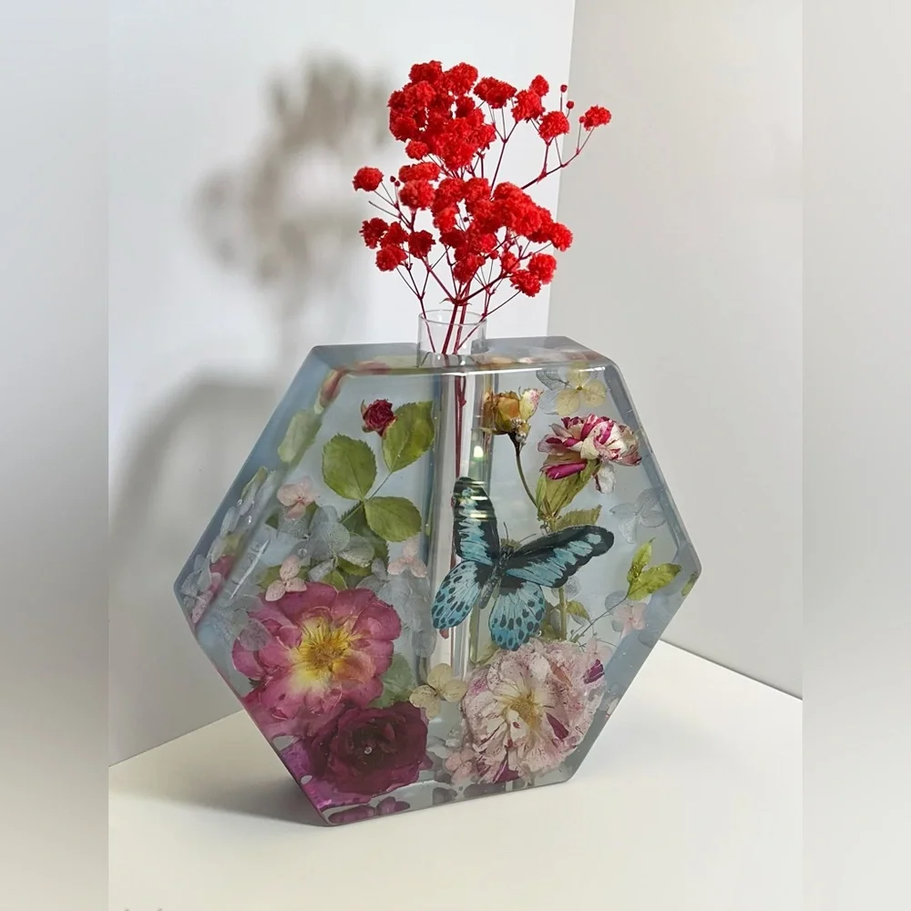 Handmade Natural Dried Flower Resin Vase
